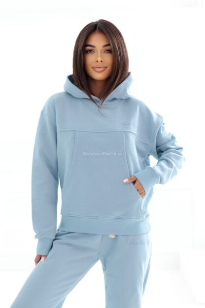 NATURAL SIDE BLUZA Z KAPTUREM BOXY JASNONIEBIESKA