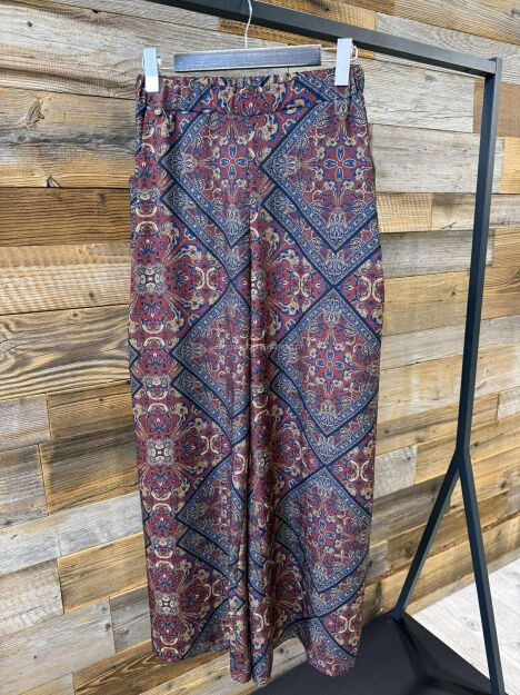 BY O LA LA...! SPODNIE WIDE LEG PRINT BOHO MULTICOLOR