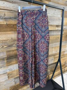 BY O LA LA...! SPODNIE WIDE LEG PRINT BOHO MULTICOLOR
