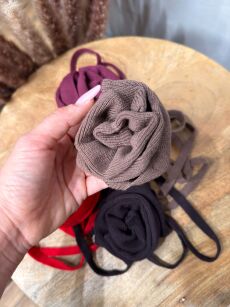 LADY DRAMA DZIANINOWY CHOKER RÓŻA MOCCA (MLECZNA CZEKOLADA)