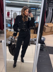 EMO SPODNIE JEANSY GŁADKIE MOM FIT CZARNE