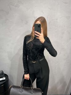 BY SWAN PARIS BLUZKA TRANSPARENTNA CZARNA