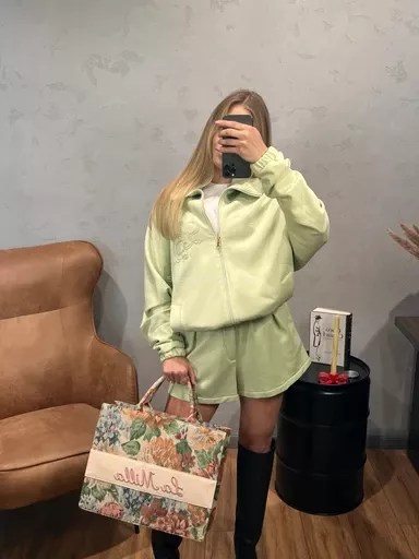 LADY DRAMA KOMPLET DRES BLUZA + SPODENKI BELLA PISTACJA