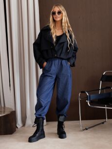 BY O LA LA! SPODNIE BALLOON A'LA JEANS GRANAT (NAVY)