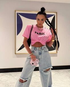 LA MILLA BLUZKA T-SHIRT PARIS RÓŻ/CZERŃ