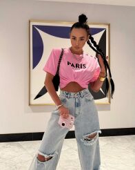 LA MILLA BLUZKA T-SHIRT PARIS RÓŻ/CZERŃ