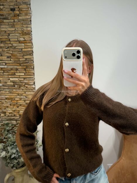 ROYAL CLUB SWETER KARDIGAN ALPAKA ESPRESSO (CZEKOLADA)
