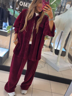 EMO OVERSIZOWA KOSZULA SZTRUKS BORDO