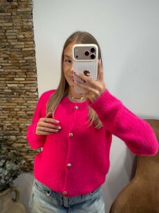 ROYAL CLUB SWETER KARDIGAN ALPAKA FUKSJA/CANDY PINK
