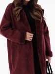 BY O LA LA! PŁASZCZ KOŻUSZEK PRĄŻKOWANY BORDO (MERLOT) - 2