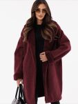BY O LA LA! PŁASZCZ KOŻUSZEK PRĄŻKOWANY BORDO (MERLOT) - 3