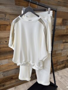 BY O LA LA...! DRES KOMPLET Z LAMPASAMI ESTER OFF WHITE