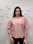 SEMPRE T-SHIRT OVERSIZE Z HAFTOWANYM LOGO BRUDNY RÓŻ - 2