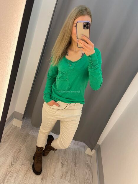 BY O LA LA! SPODNIE BOYFRIEND Z PRZESZYCIAMI WAPIENNE