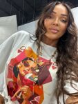 LADY DRAMA T-SHIRT Z PRINTEM QUEEN BIAŁY - 2