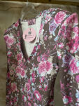 LA MILLA BAWEŁNIANE BODY V-NECK FLOWERS BRĄZ/RÓŻ - 4