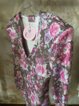 LA MILLA BAWEŁNIANE BODY V-NECK FLOWERS BRĄZ/RÓŻ - 5