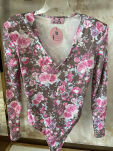 LA MILLA BAWEŁNIANE BODY V-NECK FLOWERS BRĄZ/RÓŻ - 2