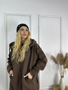 BY O LA LA! DRESOWA BLUZA ZIP OLL CZEKOLADA