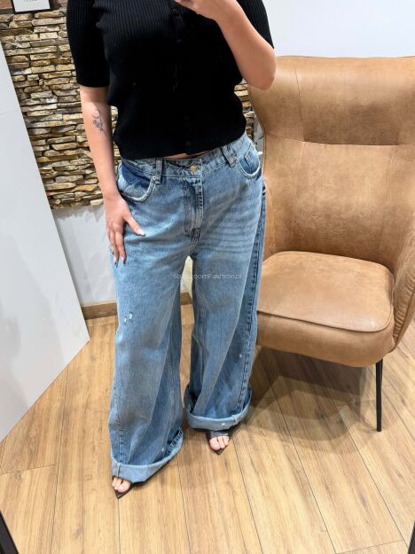 LADY DRAMA SPODNIE JEANSY WIDE LEG NIEBIESKIE