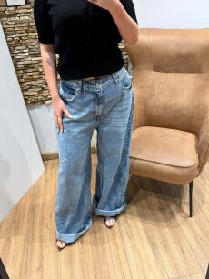 LADY DRAMA SPODNIE JEANSY WIDE LEG NIEBIESKIE
