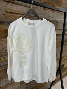 BY O LA LA! HAFTOWANA BLUZA PREMIUM ŚMIETANA