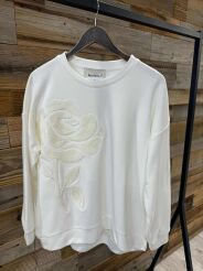 BY O LA LA! HAFTOWANA BLUZA PREMIUM ŚMIETANA