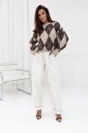 SEMPRE SWETER W ROMBY MOKKA/CZEKOLADA/BIEL - 2
