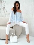 BY O LA LA! BLUZKA BOHO W KWIATY NIEBIESKA - 4