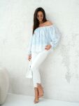 BY O LA LA! BLUZKA BOHO W KWIATY NIEBIESKA - 3