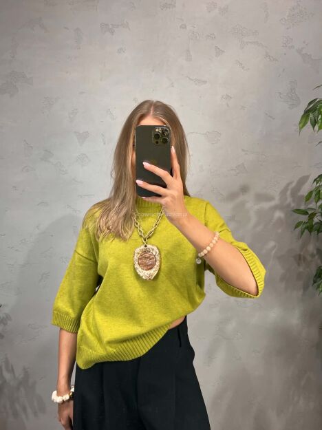 SWETER DAMSKI OVERSIZE Z KRÓTKIMI RĘKAWAMI KAKTUS