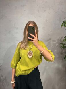 SWETER DAMSKI OVERSIZE Z KRÓTKIMI RĘKAWAMI KAKTUS
