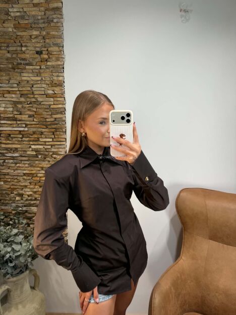 LADY DRAMA KOSZULA BOW ESPRESSO