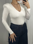 LA MILLA BODY V-NECK Z PODUSZKAMI BIAŁE - 2