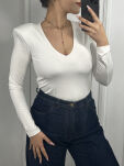 LA MILLA BODY V-NECK Z PODUSZKAMI BIAŁE - 3