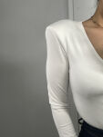 LA MILLA BODY V-NECK Z PODUSZKAMI BIAŁE - 4