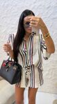 LA MILLA KOMPLET LNIANY SPODENKI + KOSZULA STRIPES ŚMIETANA/MULTICOLOR - 2