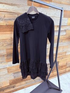 BY O LA LA! SUKIENKA KORONKOWE FALBANY CZARNA