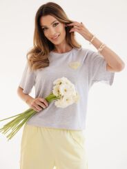 BY O LA LA! BLUZKA T-SHIRT SERDUSZKO OLL SZARA