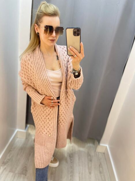 BY O LA LA...! SWETER KARDIGAN MONA RÓŻ