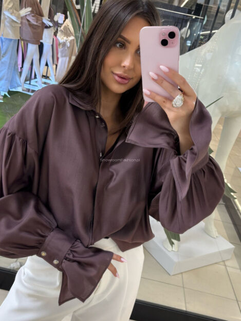 EMO ELEGANCKA KOSZULA TENCEL ŚLIWKA