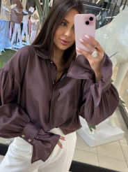 EMO ELEGANCKA KOSZULA TENCEL ŚLIWKA