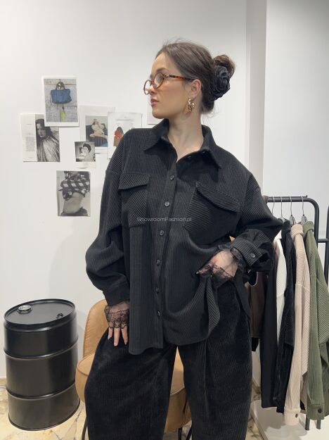 EMO OVERSIZOWA KOSZULA SZTRUKS CZARNA