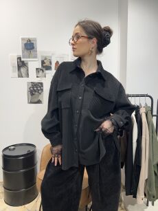 EMO OVERSIZOWA KOSZULA SZTRUKS CZARNA