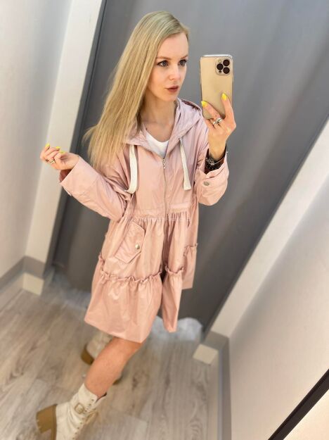 BY O LA LA! PŁASZCZ KURTKA PARKA RÓŻ