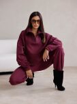 BY O LA LA! BLUZA Z WYSOKĄ STÓJKĄ BORDO (BLACK CHERRY) - 2