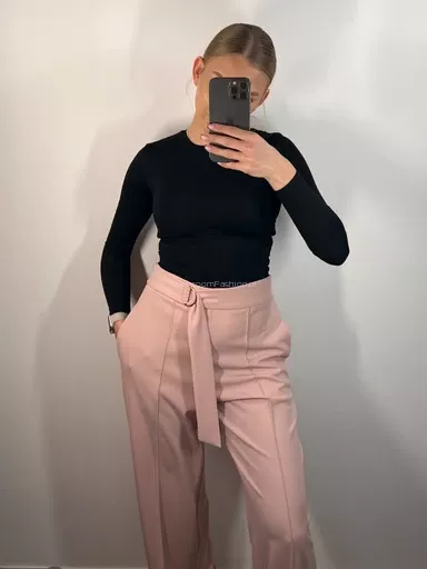 SEMPRE SPODNIE WIDE LEG CLÁRA PUDROWY RÓŻ