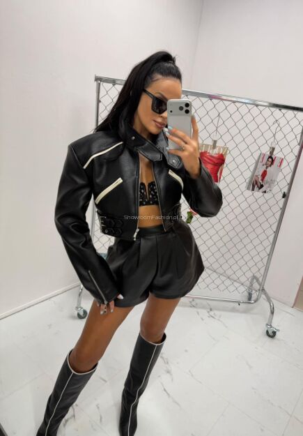 LA MILLA KURTKA RAMONESKA ECO SKÓRA FRIDA CZERŃ/BIEL