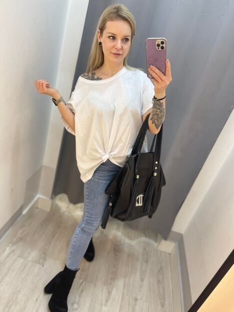 BY O LA LA...! BLUZKA T-SHIRT WĘZEŁ BIAŁA