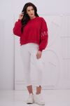 NATURAL SIDE BLUZA PUDEŁKOWA Z LOGO NA RĘKAWIE CZERWONA - 2